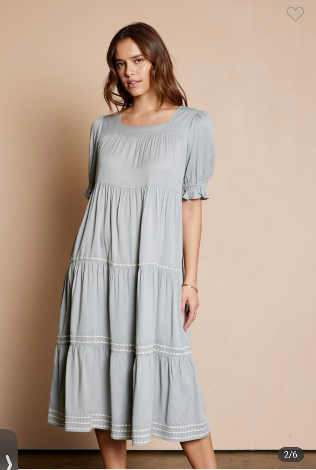 Embroidered Tiered Dress