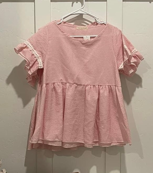 Baby Pink Stripe Babydoll Top