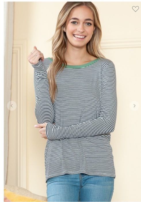 Color Striped Basic Tee